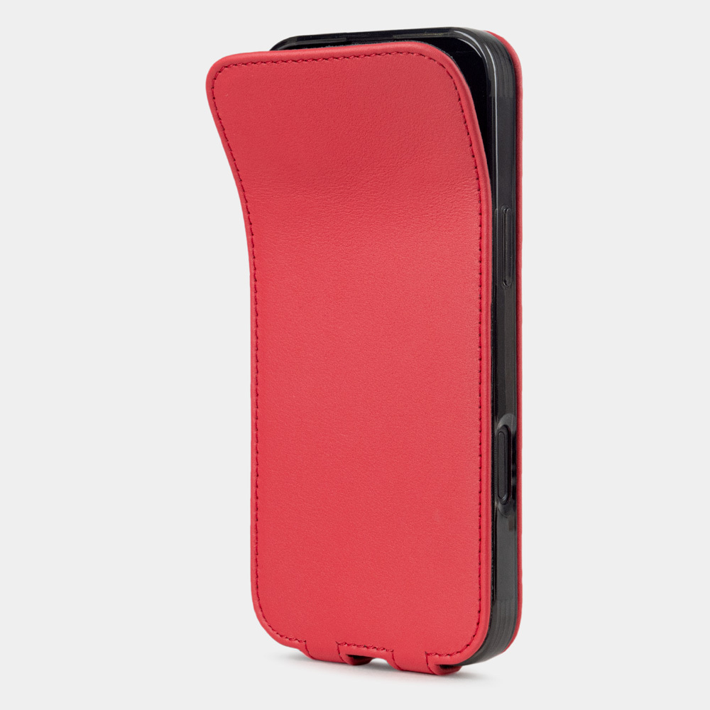 Кожаный чехол для iPhone 16 Pro Max, теленок красного цвета