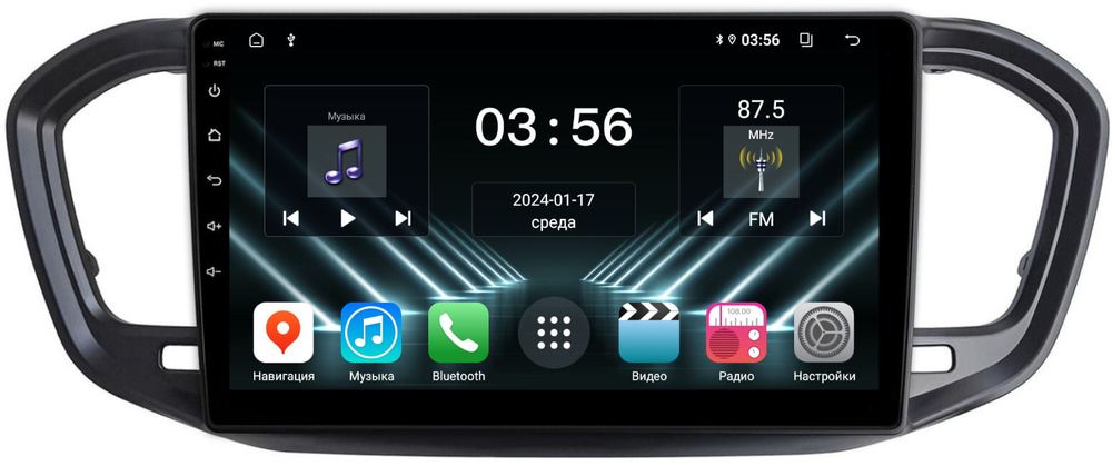 Магнитола для Lada Vesta NG 2023+ (штатный экран, рамка черная матовая) - FarCar DX3101-1M монитор 9" IPS на Android 13, 4+64Гб, CarPlay