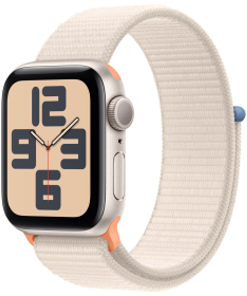 Apple Watch SE 2023, 40 мм, корпус из алюминия цвета «сияющая звезда», спортивный браслет цвета «сияющая звезда»