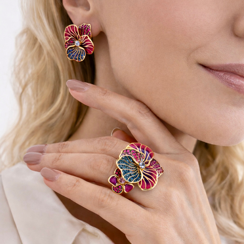 Кольцо Фиалка с Cапфирами, R0275-41/6