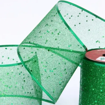 Лента для декорирования «Мерцание» 10 см, 2,7 м, Изумруд