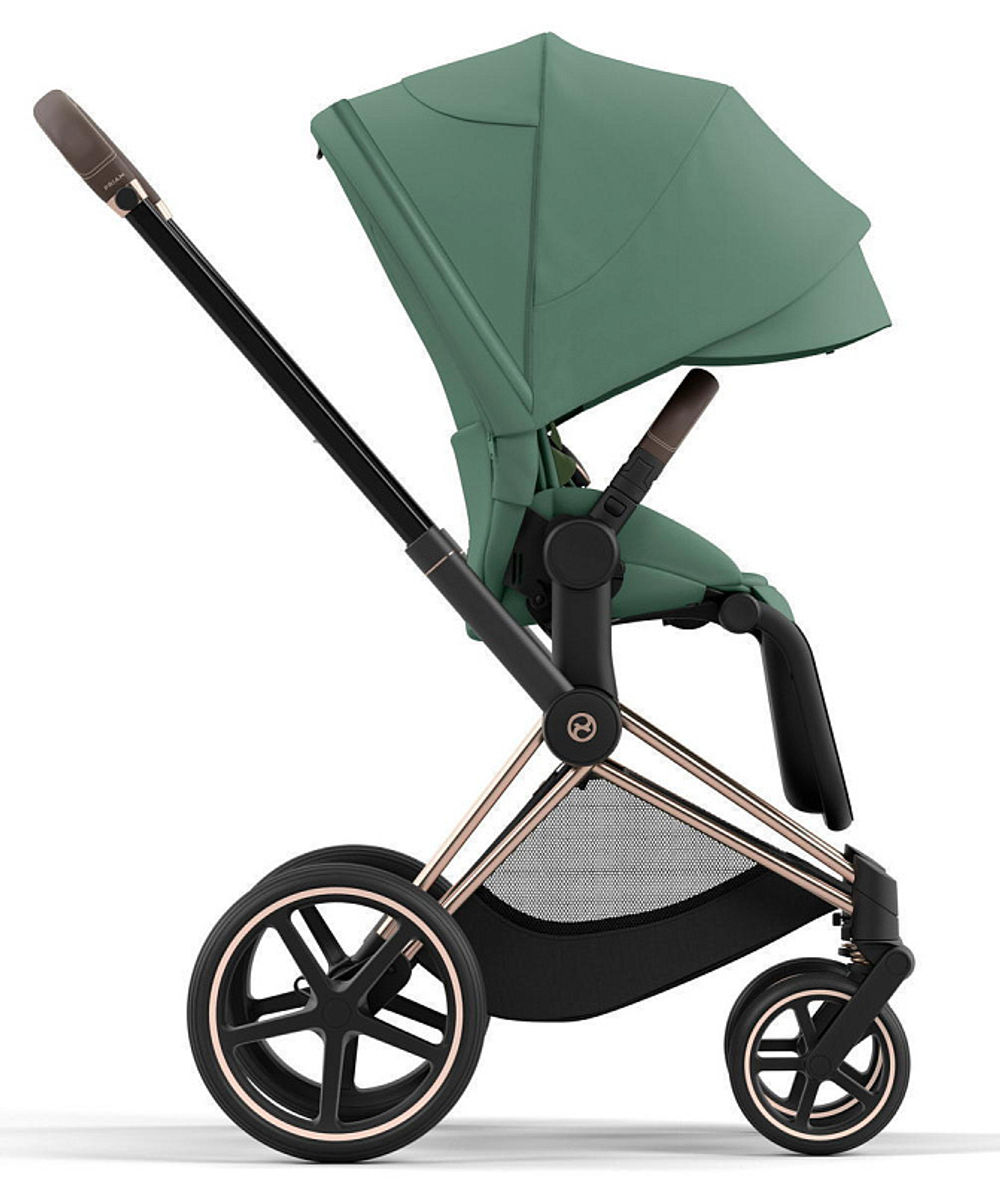 Коляска 3 в 1 Cybex Priam IV Rosegold complete и автокресло Cloud T i-Size Cozy Beige Plus Leaf Green