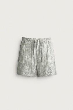 ZARA ШОРТЫ RELAXED FIT С РЕЛЬЕФНОЙ ФАКТУРОЙ, СВЕТЛО-СЕРЫЙ