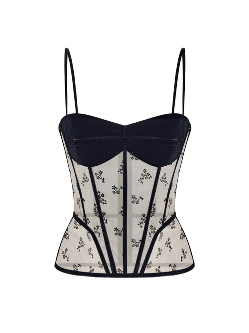 Топ бюстье корсетного типа из сетки с цветочным принтом