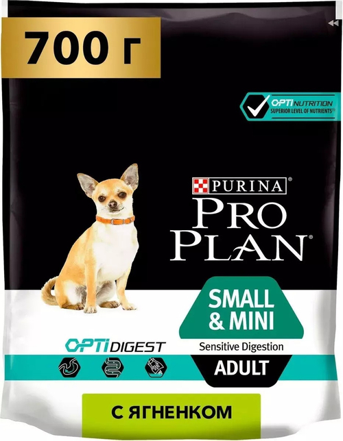Сухой корм Pro Plan Mini Adult для взрослых собак мелких пород с чувствительным пищеварением, ягнено