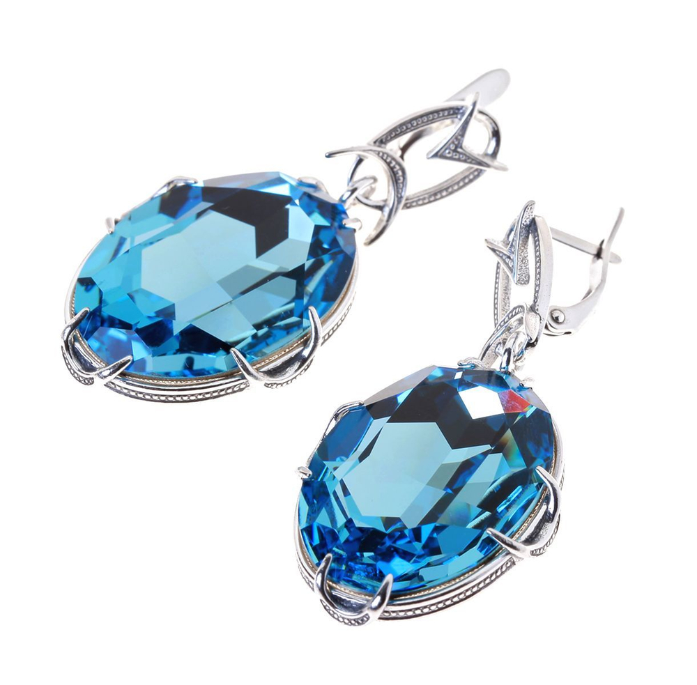 "Северн.сияние" серьги в серебряном покрытии из коллекции "Дефиле" от Jenavi  с английским замком