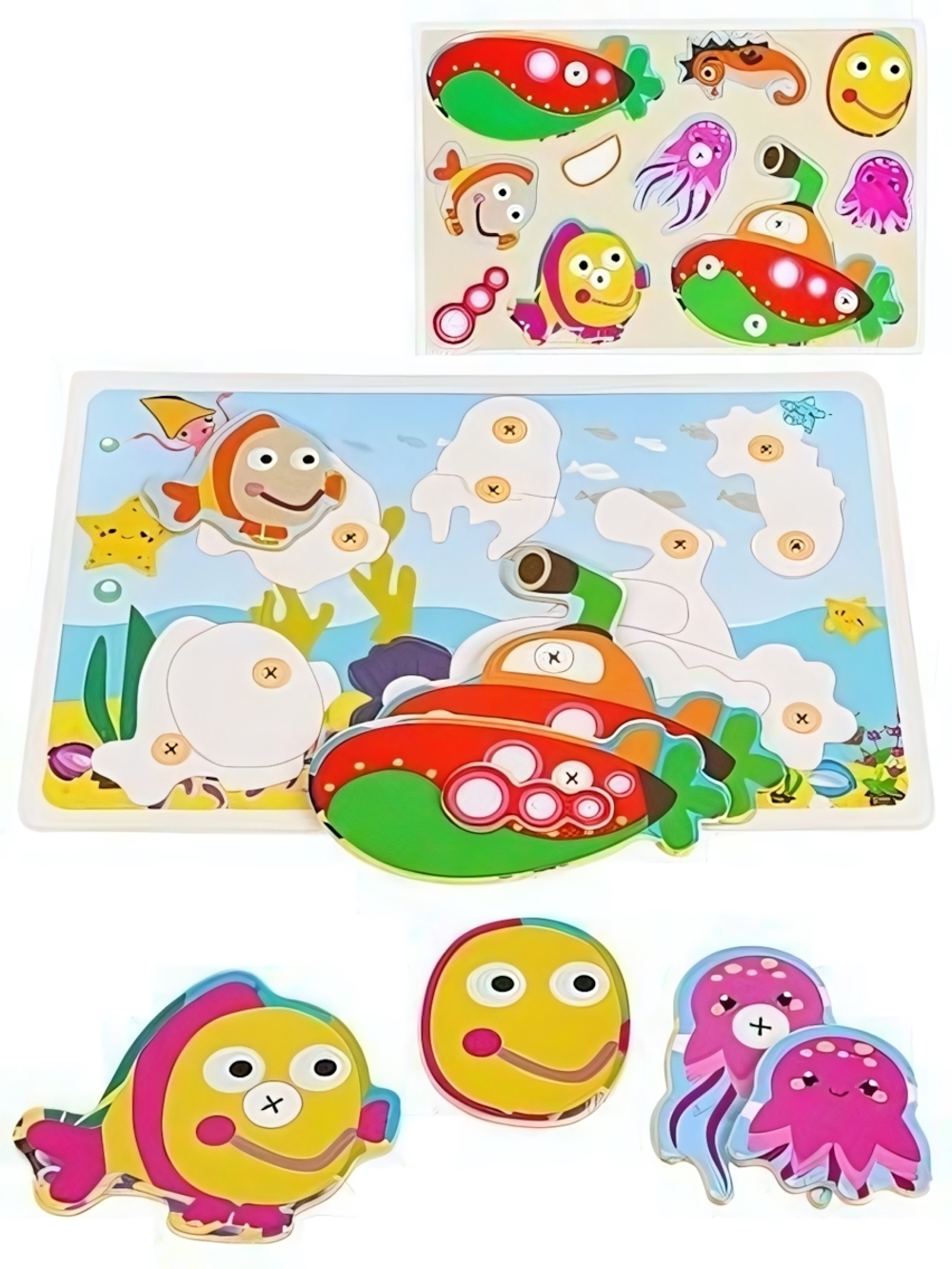 Пазл-рамка дер. липучка "Подводный мир" AN02675