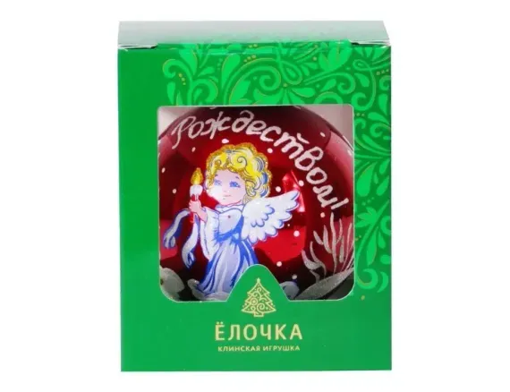 С1164/2 Стеклянный шар Рождественская сказка 85 мм.,красный, Ёлочка