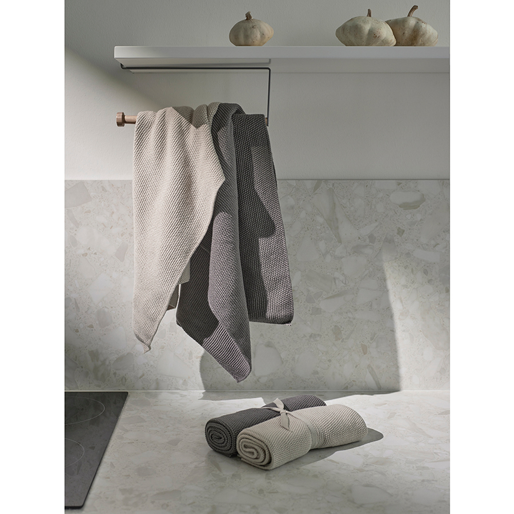 Набор из двух кухонных вязаных полотенец из коллекции essential, темно-серое/бежевое