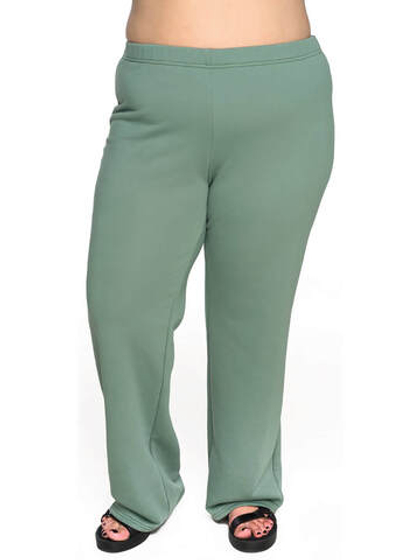 Брюки тёплые из футера оливковые