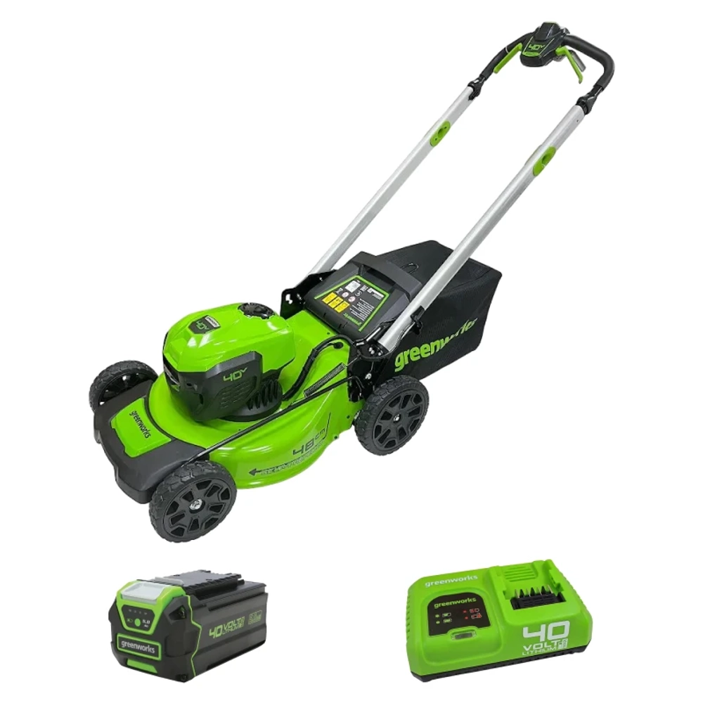 Аккумуляторная газонокосилка Greenworks GD40LM48SPK5 40В (1 x 5 Ач, Быстрое ЗУ) нож 48 см, 2517407U5F