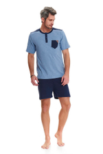 Мужская пижама с накладным карманом на футболке (Размер: M) (Цвет: синий)