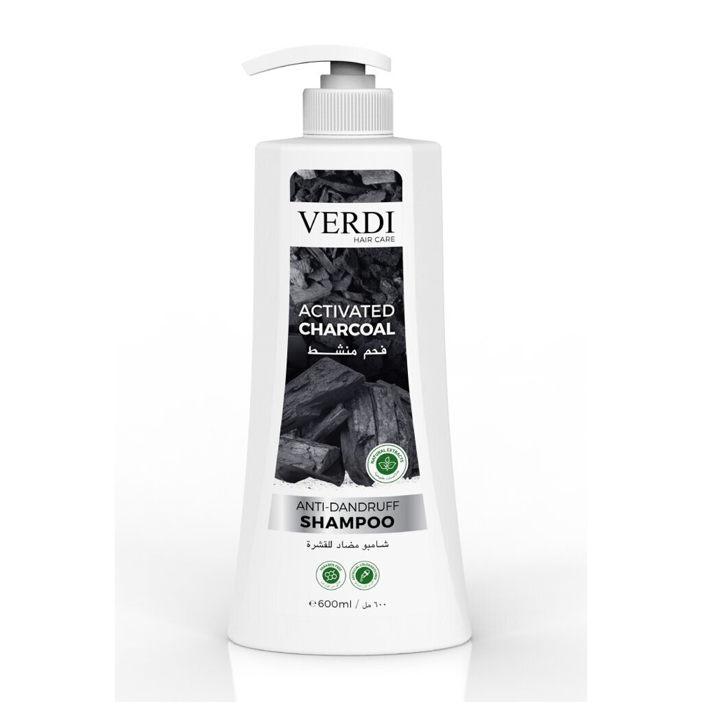 VERDI Шампунь д/волос 600мл АКТИВИРОВАННЫЙ УГОЛЬ ПРОТИВ ПЕРХОТИ/ACTIVATED CHARCOAL ANTI-DANDRUFF*24 с дозатором