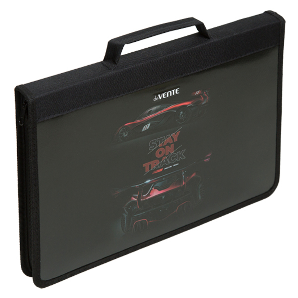 Папка для труда А4 молния вокруг/ручка фольг твердая "Stay on Track"