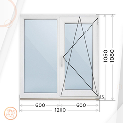 Пластиковое окно 1050 х 1200 ТермА Эко