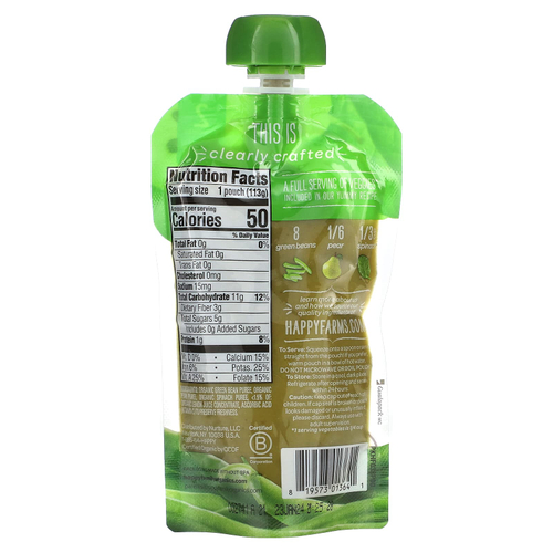 Happy Family Organics, Happy Baby®, органическое детское питание, для детей от 6 месяцев, стручковая фасоль, груша и шпинат, 113 г (4 унции)