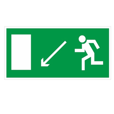 Знак-наклейка "Направление к эвакуационному выходу по лестнице вниз влево"