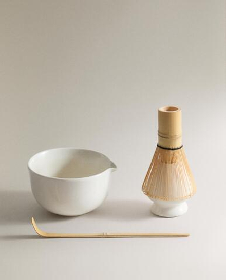 Zara Home набор для приготовления матчи из каменной керамики, цвет кремовый, 10.9 см
