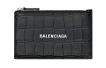 Balenciaga Cash Long Cow Leather Coin Purse, Card Holder Large Men"s Black