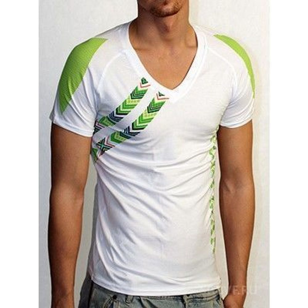 Мужская футболка белая с зеленым принтом Doreanse 2575