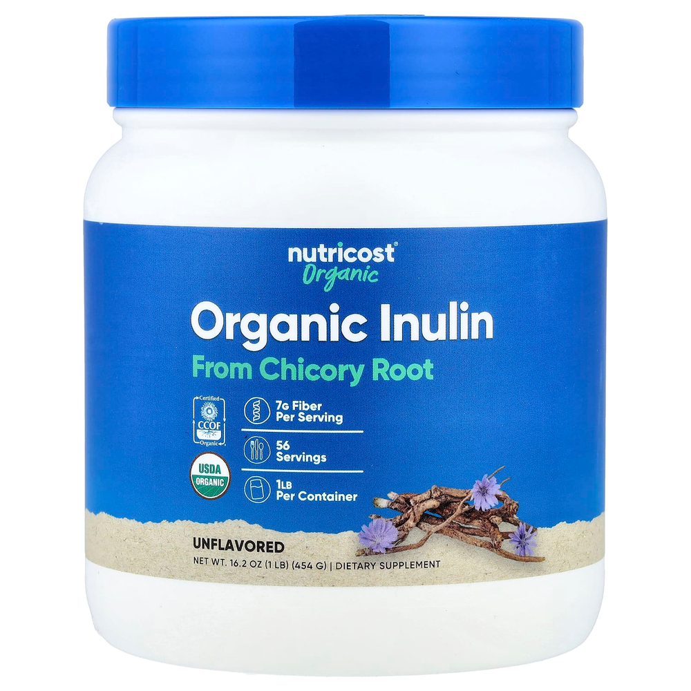 Nutricost, органический инулин в порошке, без вкусовых добавок, 454 г (16,2 унции)