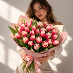 Букет из красно-белых тюльпанов “Lornah"