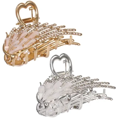 Заколка - краб для волос на блистере «LAVITA», крылышко, цвет серебро и золото, 6,3*4см