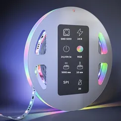 Светодиодная лента 24В 5050 14,4Вт/м 5м IP 20 Адресная (SPI) Цветная (RGB) 201246 Led Strip 201246