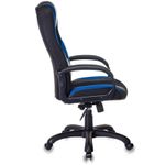 Кресло игровое ZOMBIE 9/BL+BLUE, PL, ткань/экокожа черный/голубой, топ-ган (до 180кг)