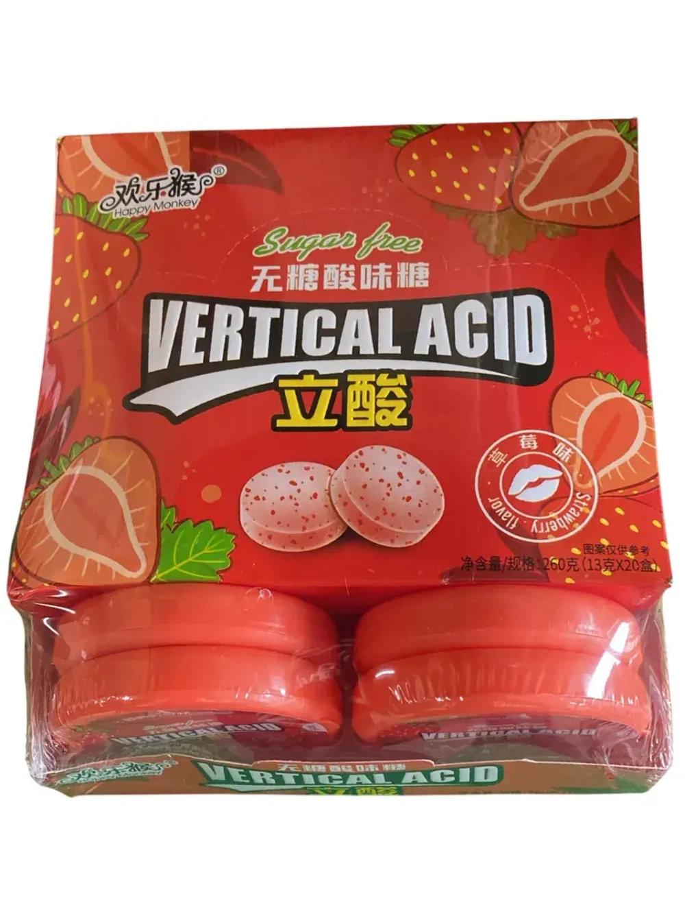 Освежающие кислые конфеты со вкусом Клубники 13 г * 20 шт