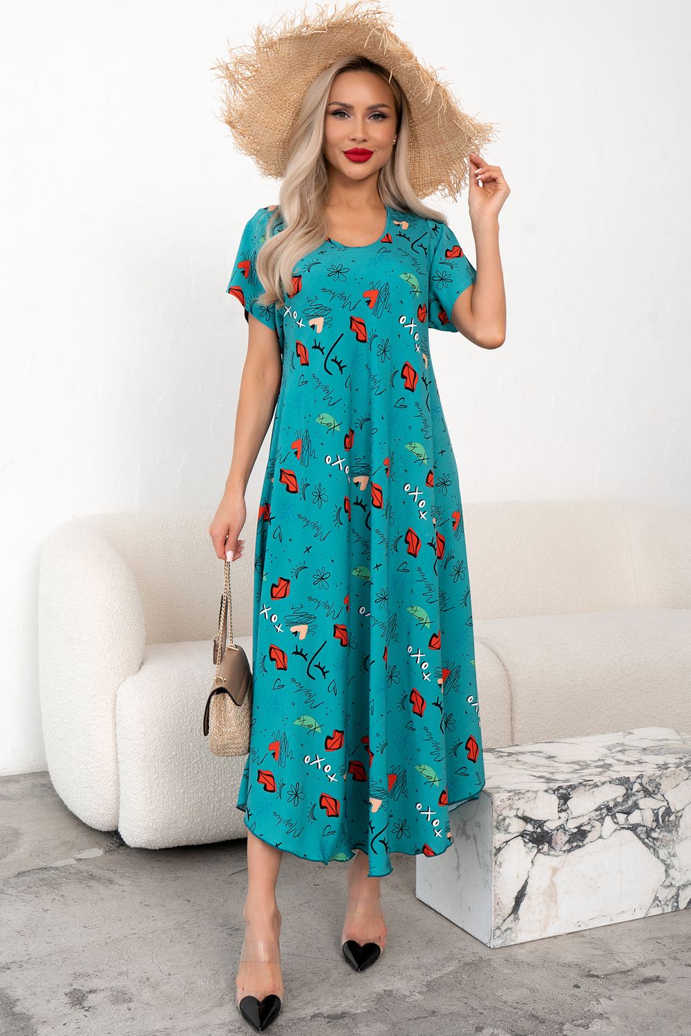 Платье Магия лета (бирюза)-54р-р Р11-867/33 Nikol