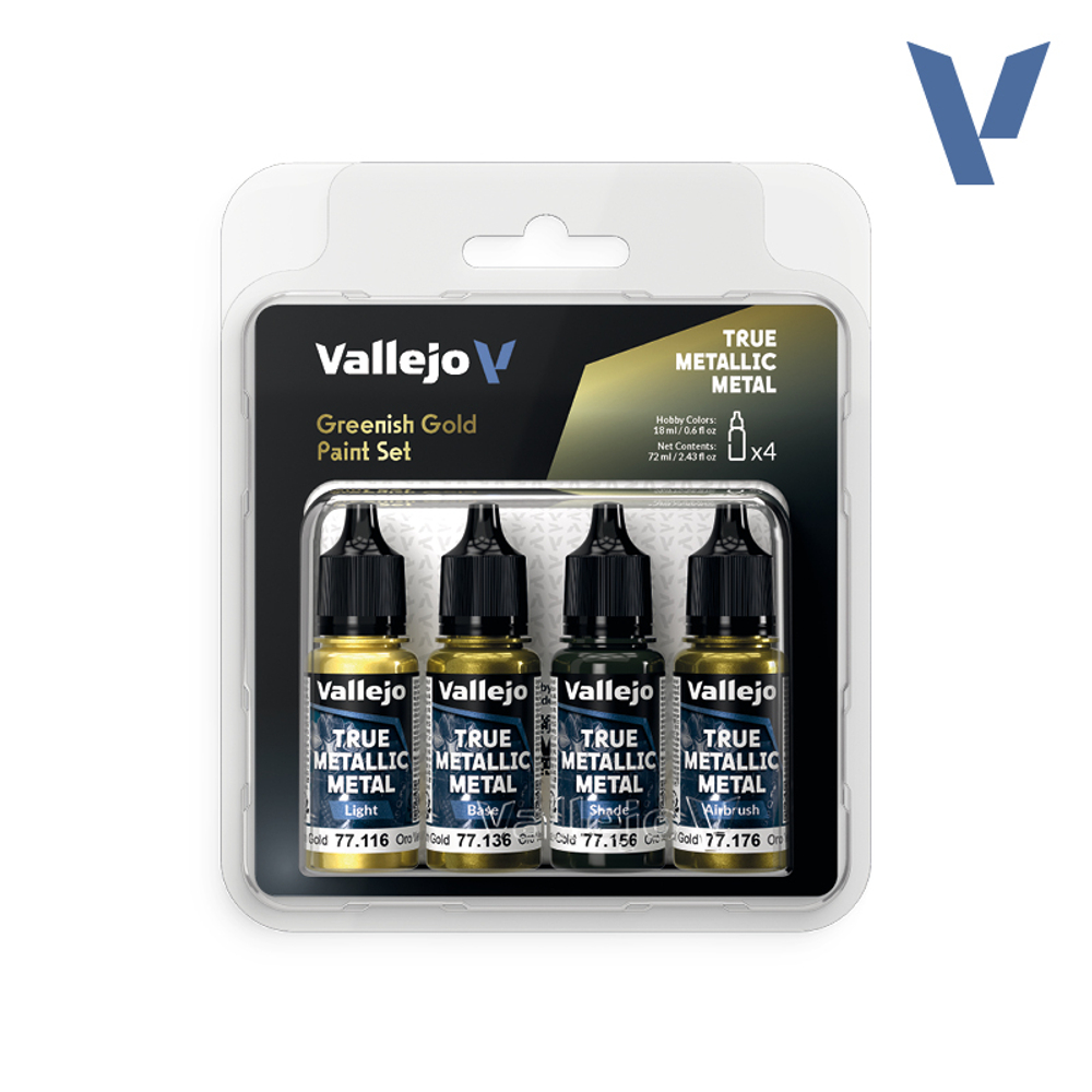 Vallejo True Metallic Metal - набор Greenish Gold