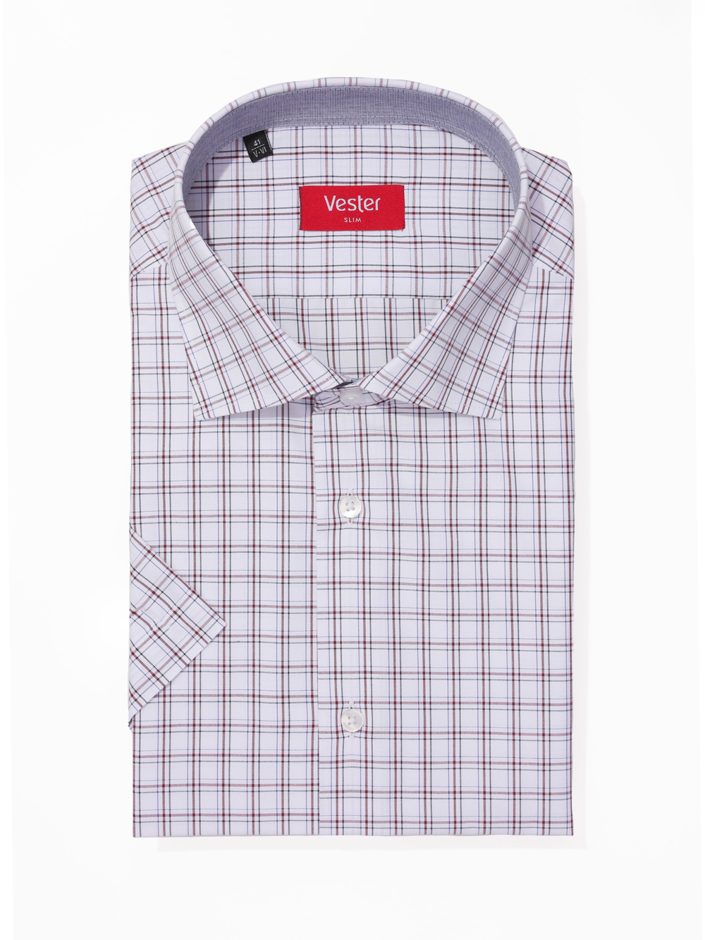 Сорочка мужская VESTER короткий рукав, клетка, хлопок/пэ 860141 35