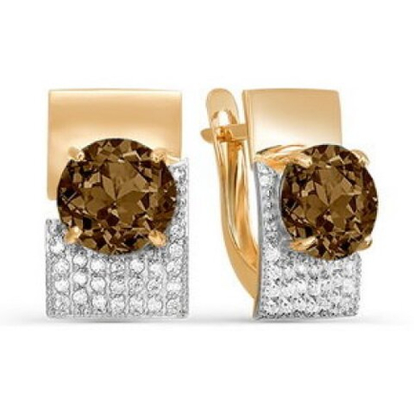 Серьги из золота с раух-топазами