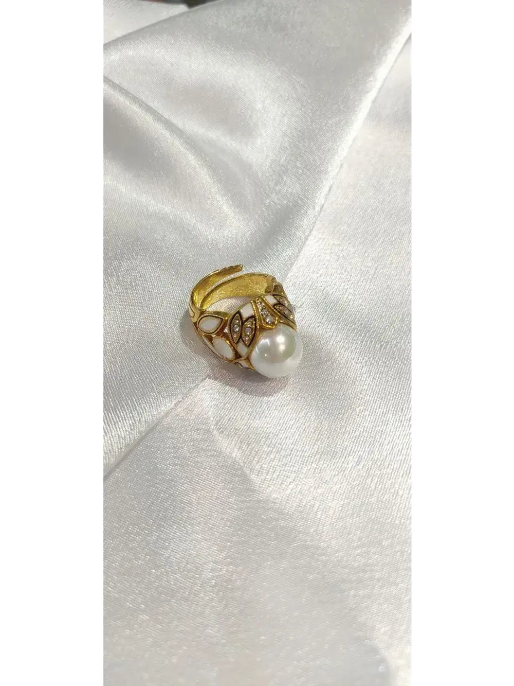 Ювелирное кольцо серебро 925 жемчуг майорика эмаль