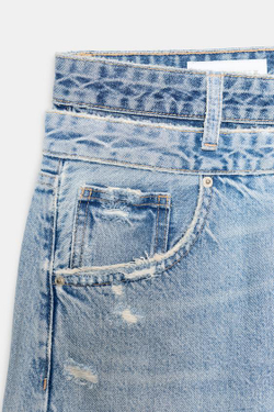 ZARA ДЖИНСЫ TRF ПРЯМОГО КРОЯ СО СРЕДНЕЙ ПОСАДКОЙ И ДВОЙНЫМ ПОЯСОМ, НЕБЕСНО-ГОЛУБОЙ