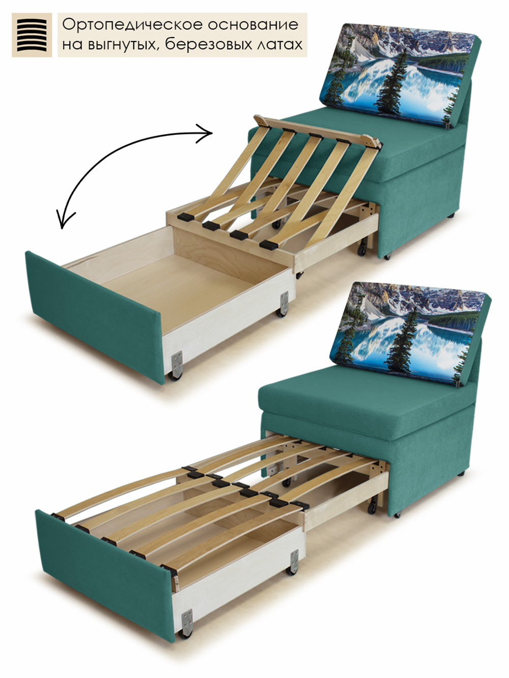 Кресло-кровать "Миник" 70 см, купон Пейзаж