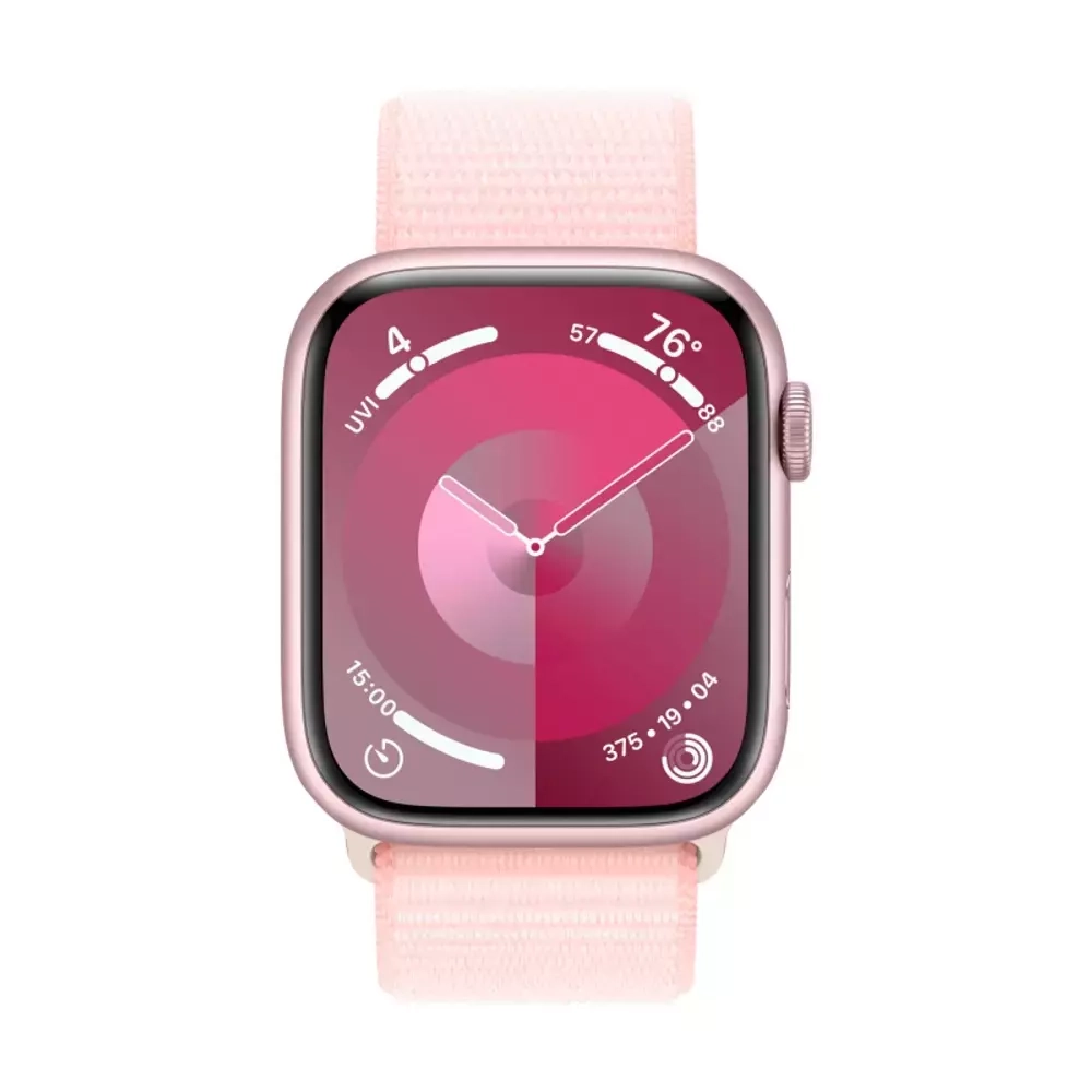 Apple Watch Series 9, 45 мм, корпус из алюминия Light Pink, тканевая спортивная петля Light Pink