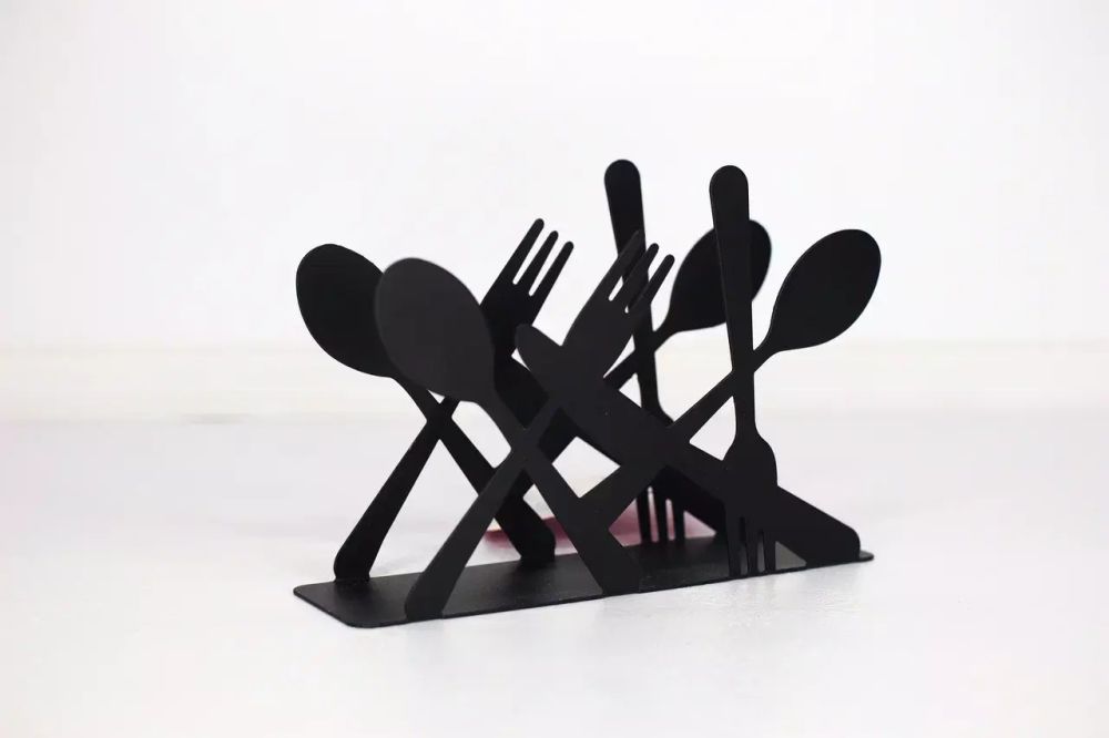 Салфетница Доляна «Приборы», (Черный), 13,5×4,5×9,5 см