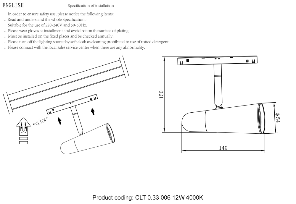 Светильник трековый магнитный Crystal Lux CLT 0.33 006 12W BL-CH 4000K