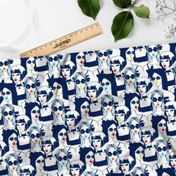 Ткань атлас толпа девушек