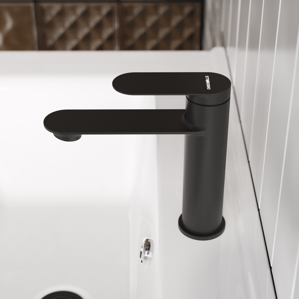 Смеситель для раковины STWORKI Сортланд S10010BK матовый черный