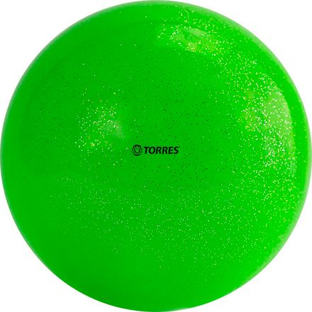 Мяч для художественной гимнастики TORRES, AGP-19-05, диам. 19 см, ПВХ, зеленый с блестками