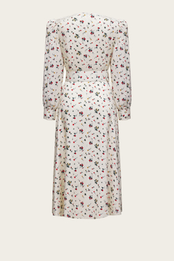 Белое платье-миди "Луиза" с цветочным принтом