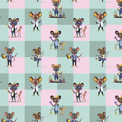 Мышки профессии мятный розовый клетка