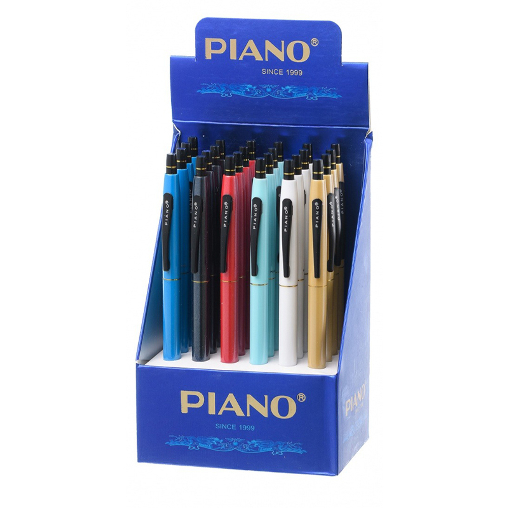 Ручка шариковая, масляная, автоматическая, Piano, синие чернила, серия "Elegant", пластиковый цветной корпус, 24 шт