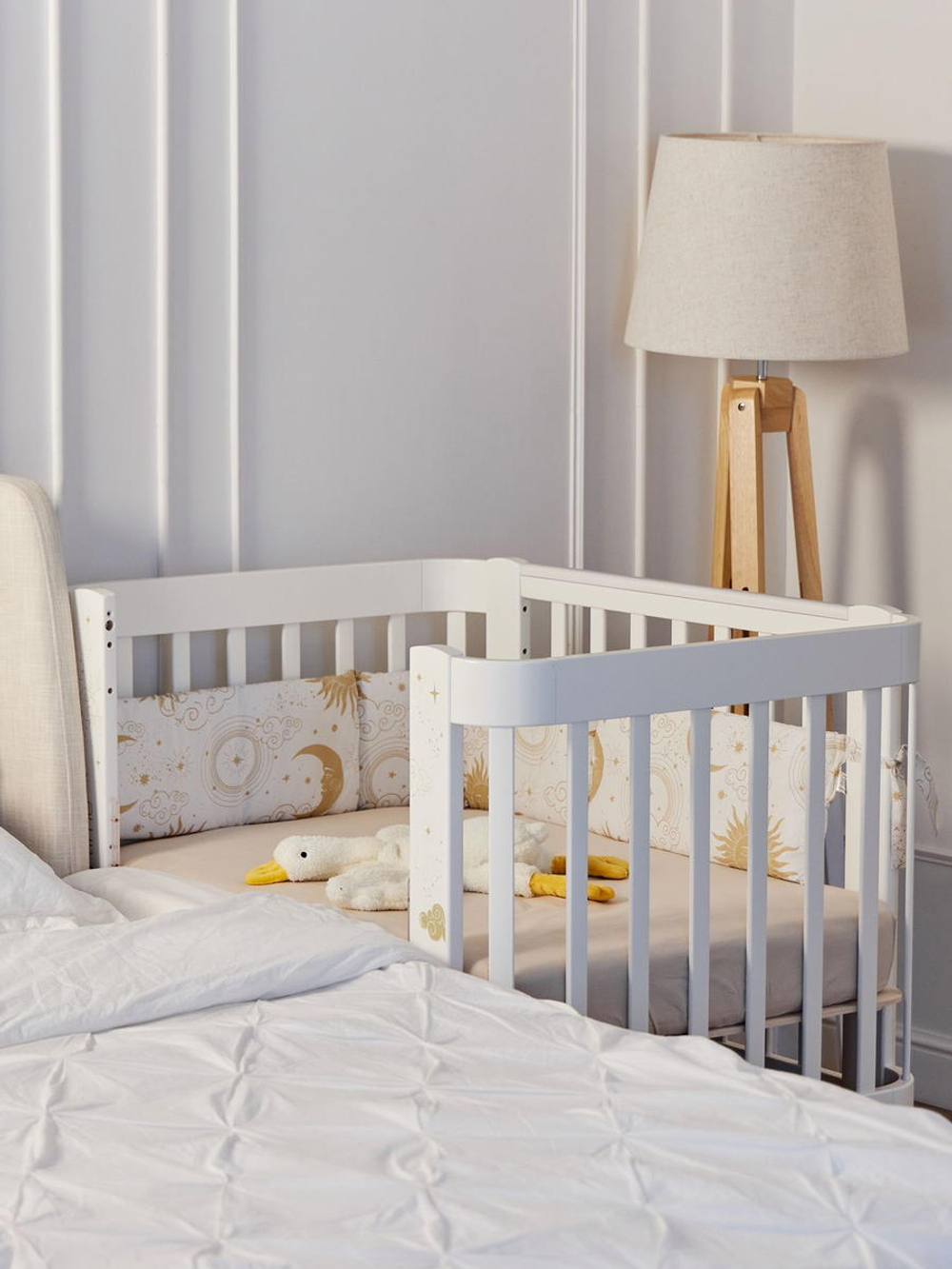 Детская кроватка-трансформер Happy baby Mommy Love в комплекте с расширением 160х70 milky
