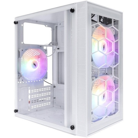 Корпус Mini-Tower 1STPLAYER FIREBASE X1, RGB, mATX, белый (X1-WH-3F1-W)