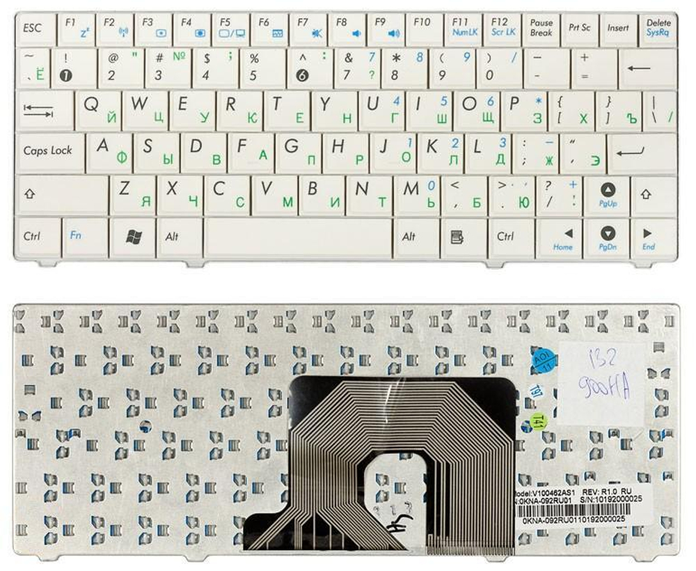 Клавиатура для ноутбука Asus Eee PC 900HA 900SD T91 белая