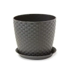 Кашпо РОТАНГ D180мм 3л с поддоном коричневый ротанг 0,158,18х0,18м (комплект 24 шт)